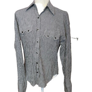 Vintage 70’s Rockmount Western Casual Black and White Snap Button Down Shirt M